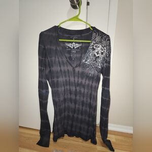 Affliction Long sleeved thermal v-neck shirt